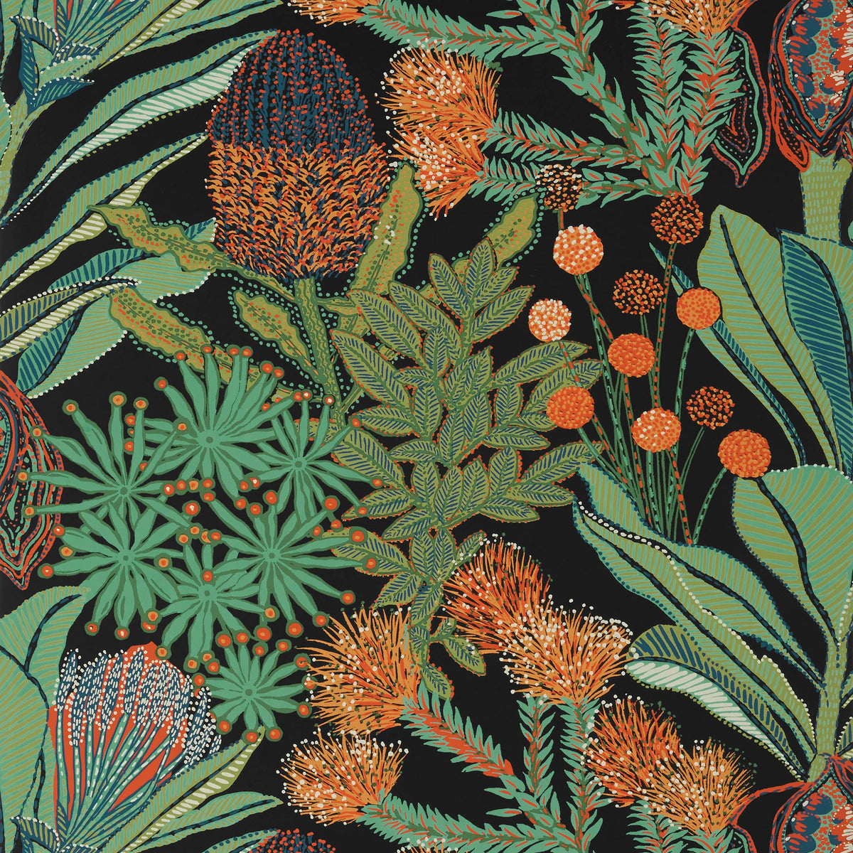 Thibaut Black / 2 Rolls Protea Wallpaper T13926