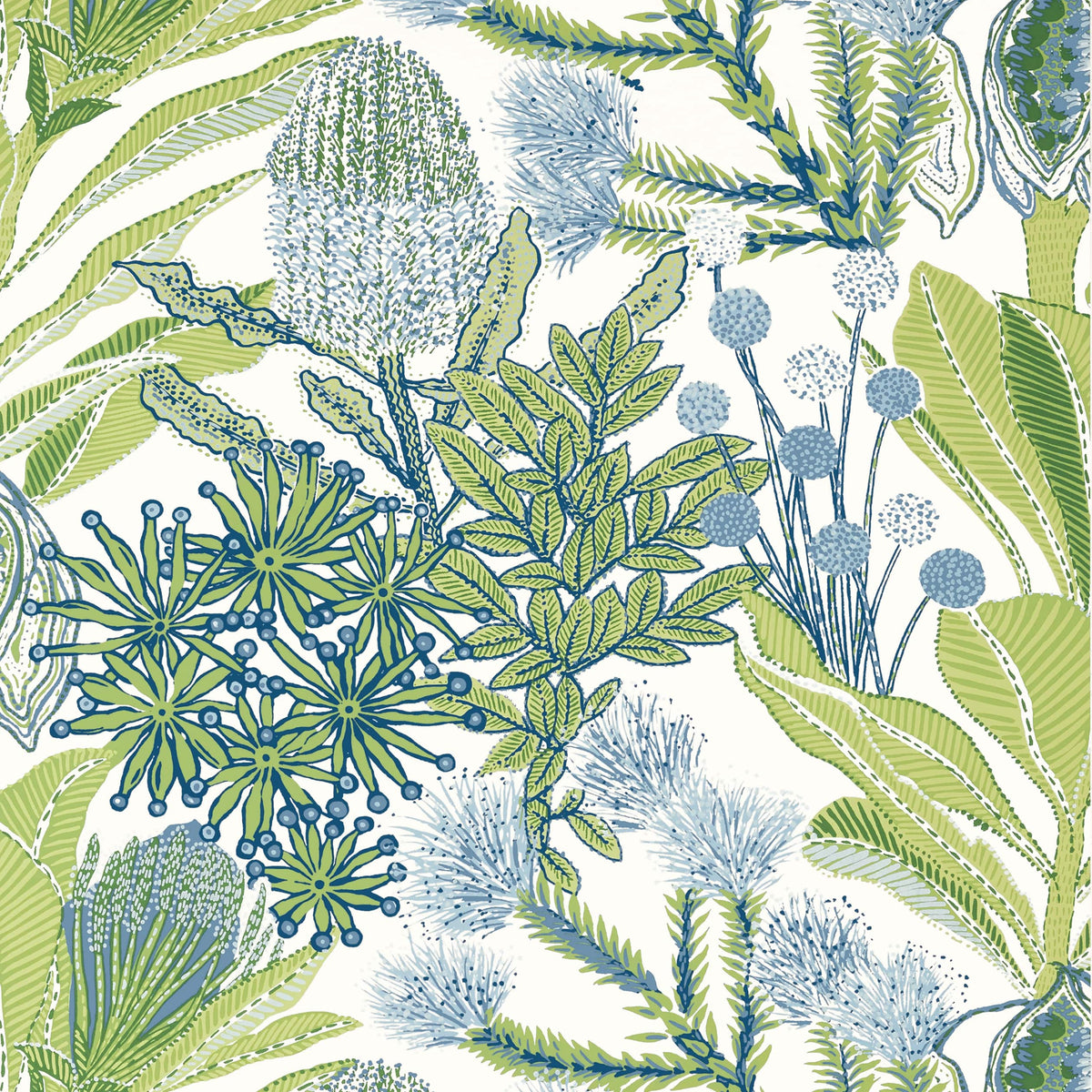 Thibaut Green and Blue / 2 Rolls Protea Wallpaper T13923