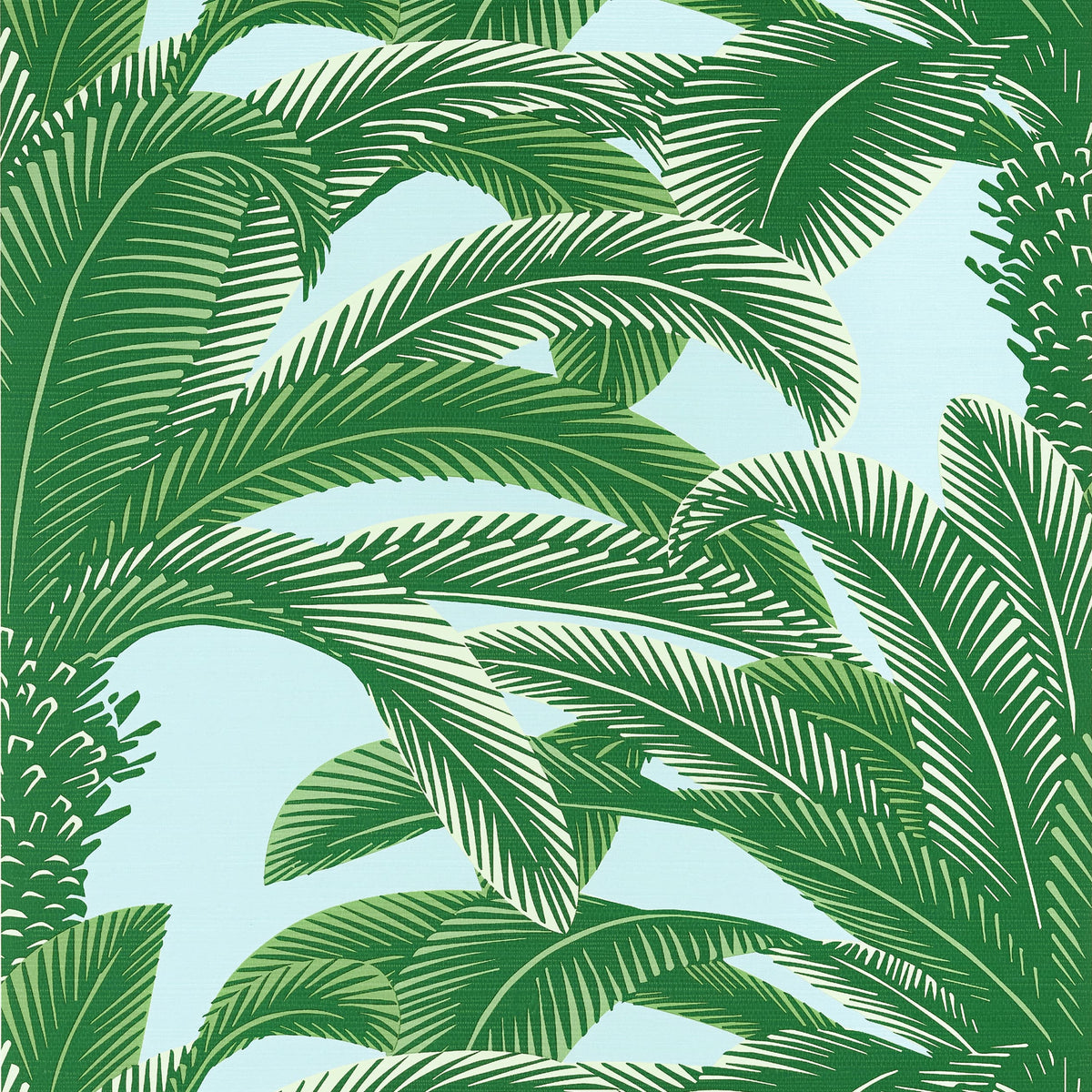 Thibaut Green and Blue / 2 Single Rolls Queen Palm Wallpaper T13908