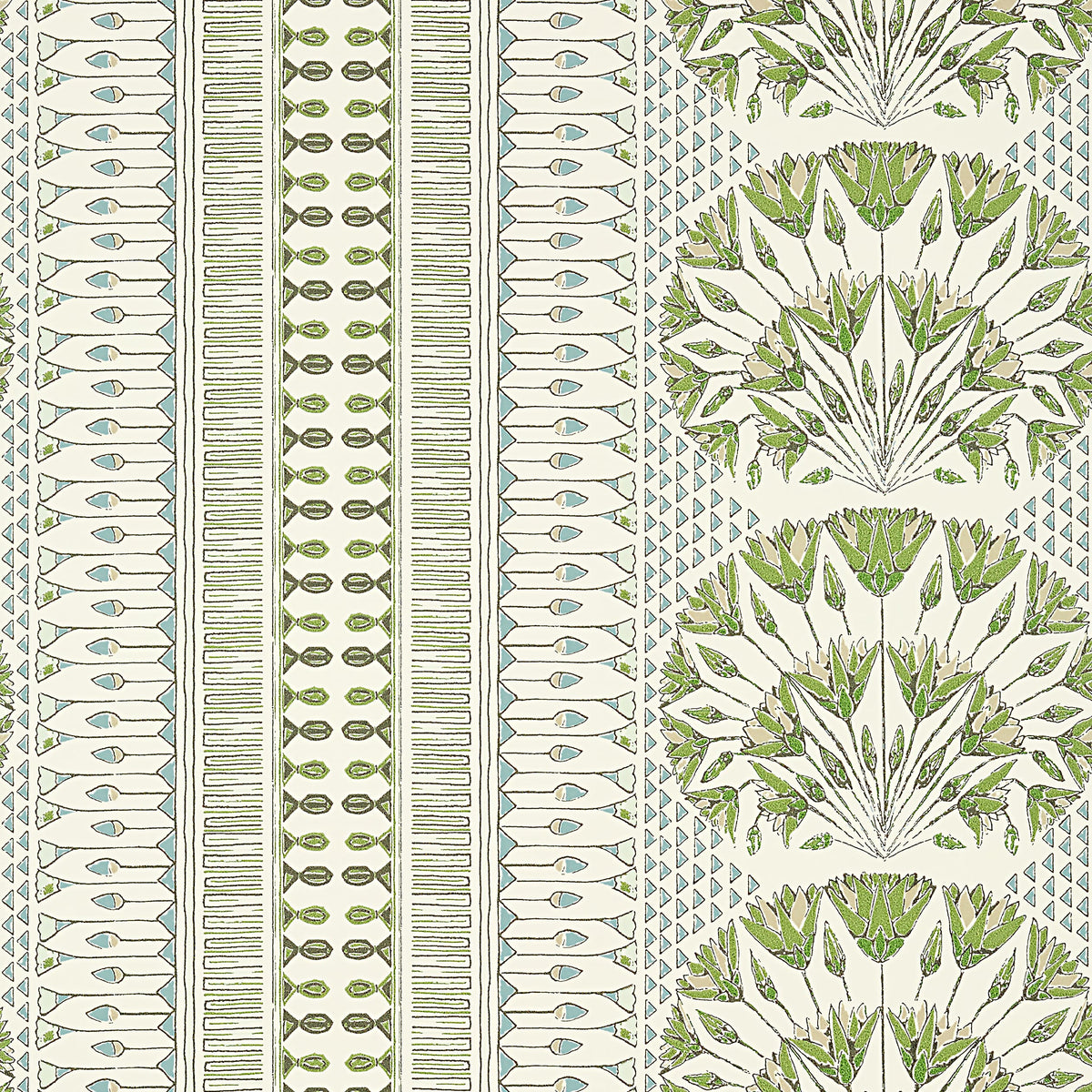 Thibaut Green and White / 2 Rolls Cairo Wallpaper AT9623