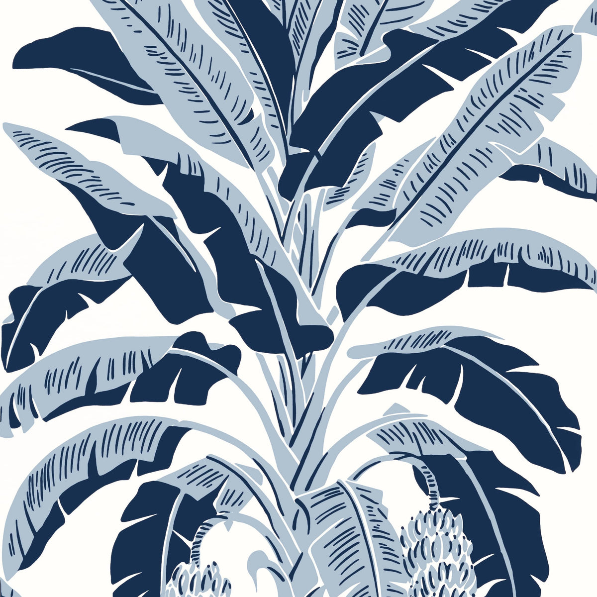 Thibaut Navy / 2 Rolls Banana Tree Wallpaper T13915