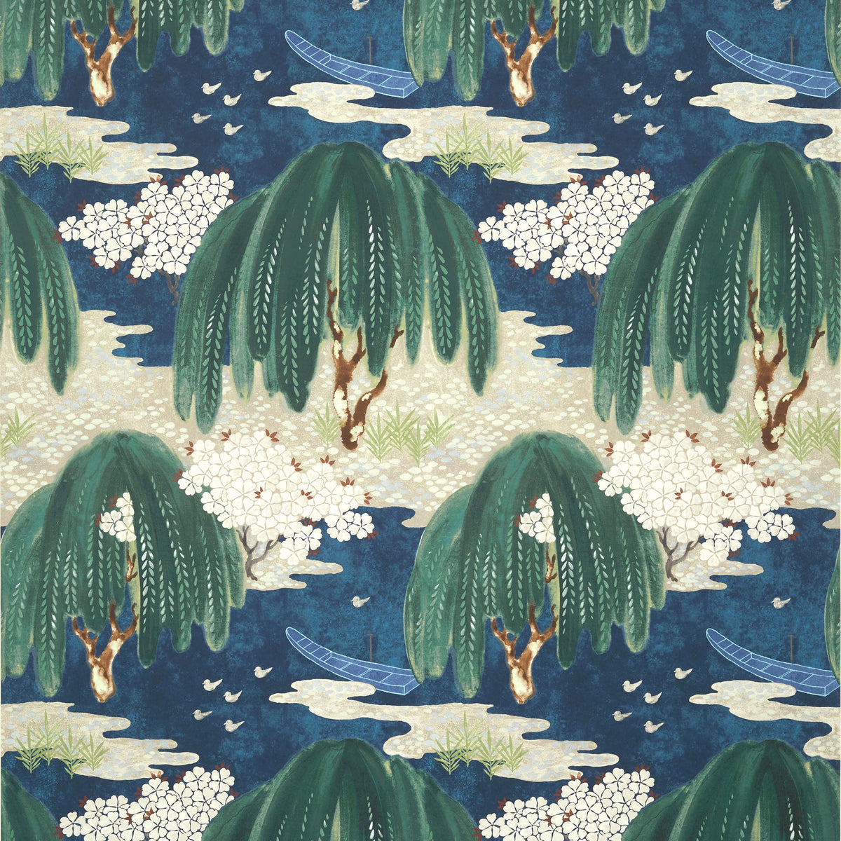 Thibaut Navy / 2 Rolls Willow Tree Wallpaper AT23110