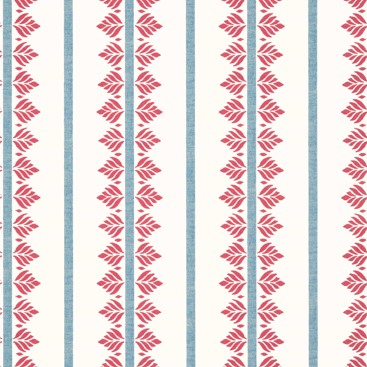 Thibaut Red and Blue / 2 Rolls Fern Stripe Wallpaper