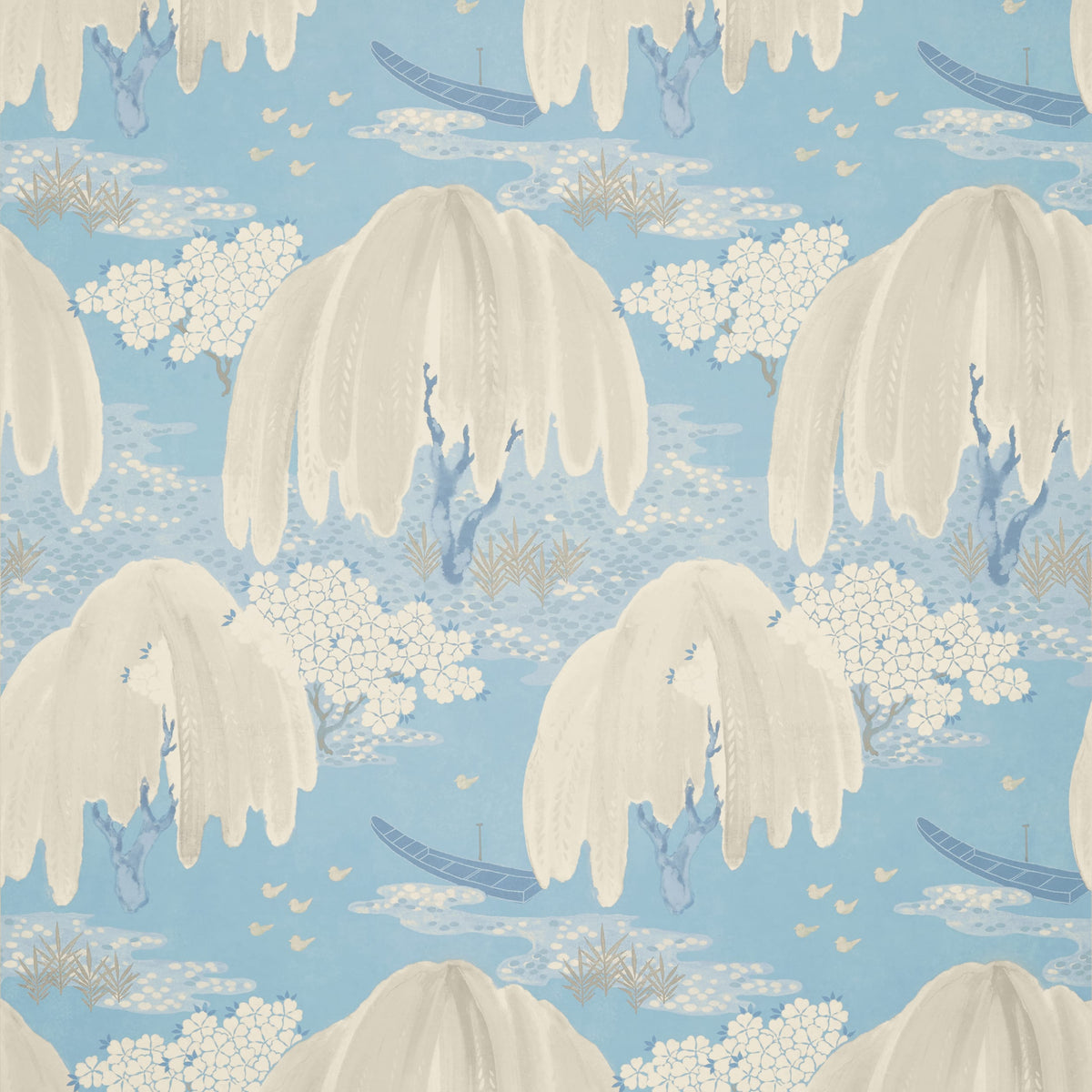 Thibaut Soft Blue / 2 Rolls Willow Tree Wallpaper AT23108