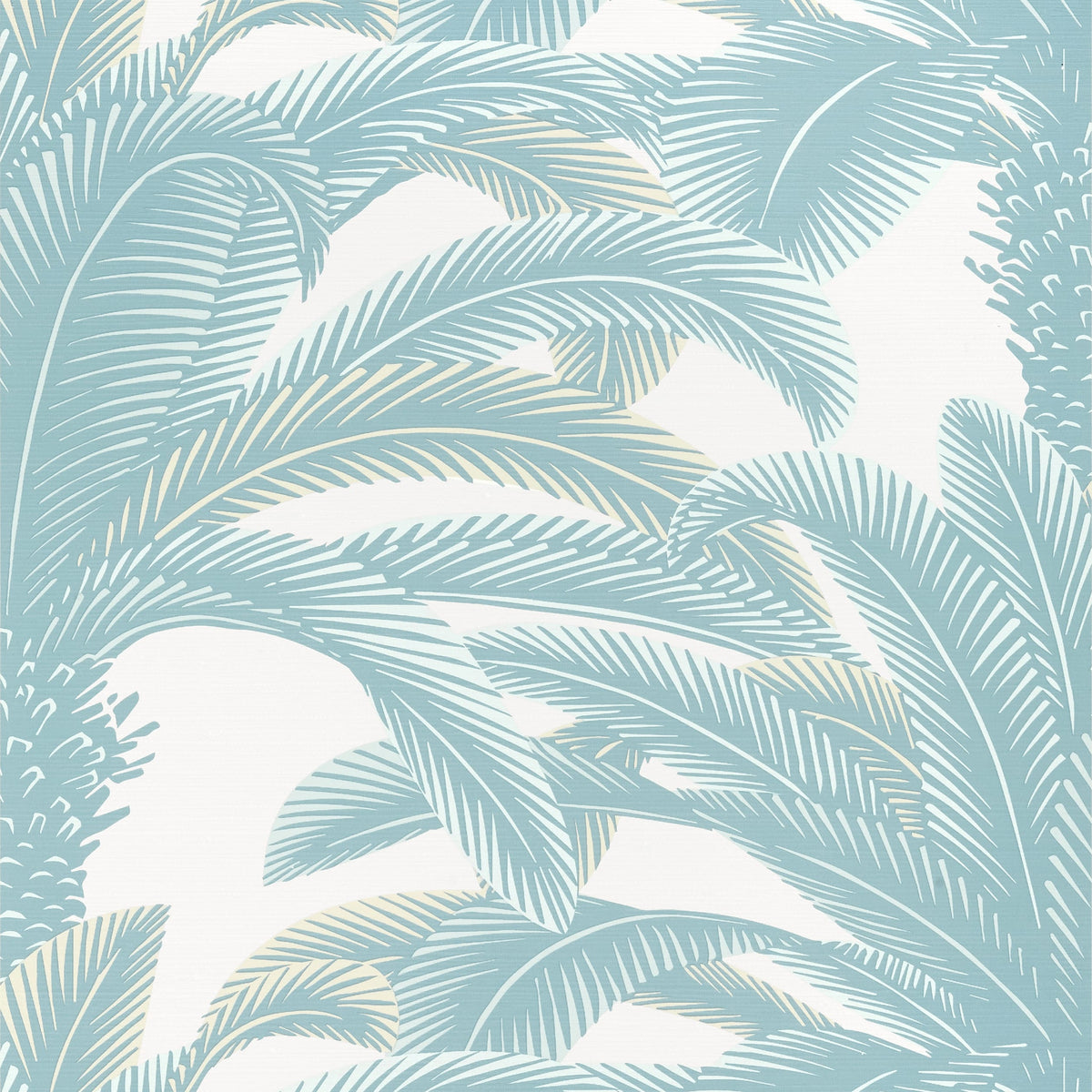 Thibaut Spa Blue / 2 Single Rolls Queen Palm Wallpaper T13909