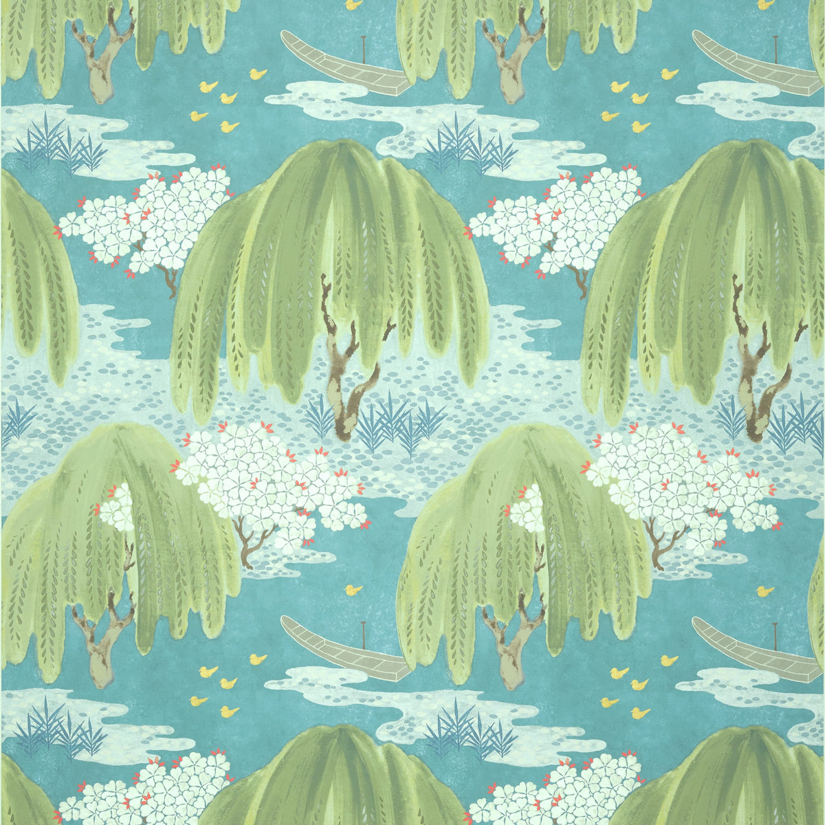 Thibaut Turquoise / 2 Rolls Willow Tree Wallpaper AT23109