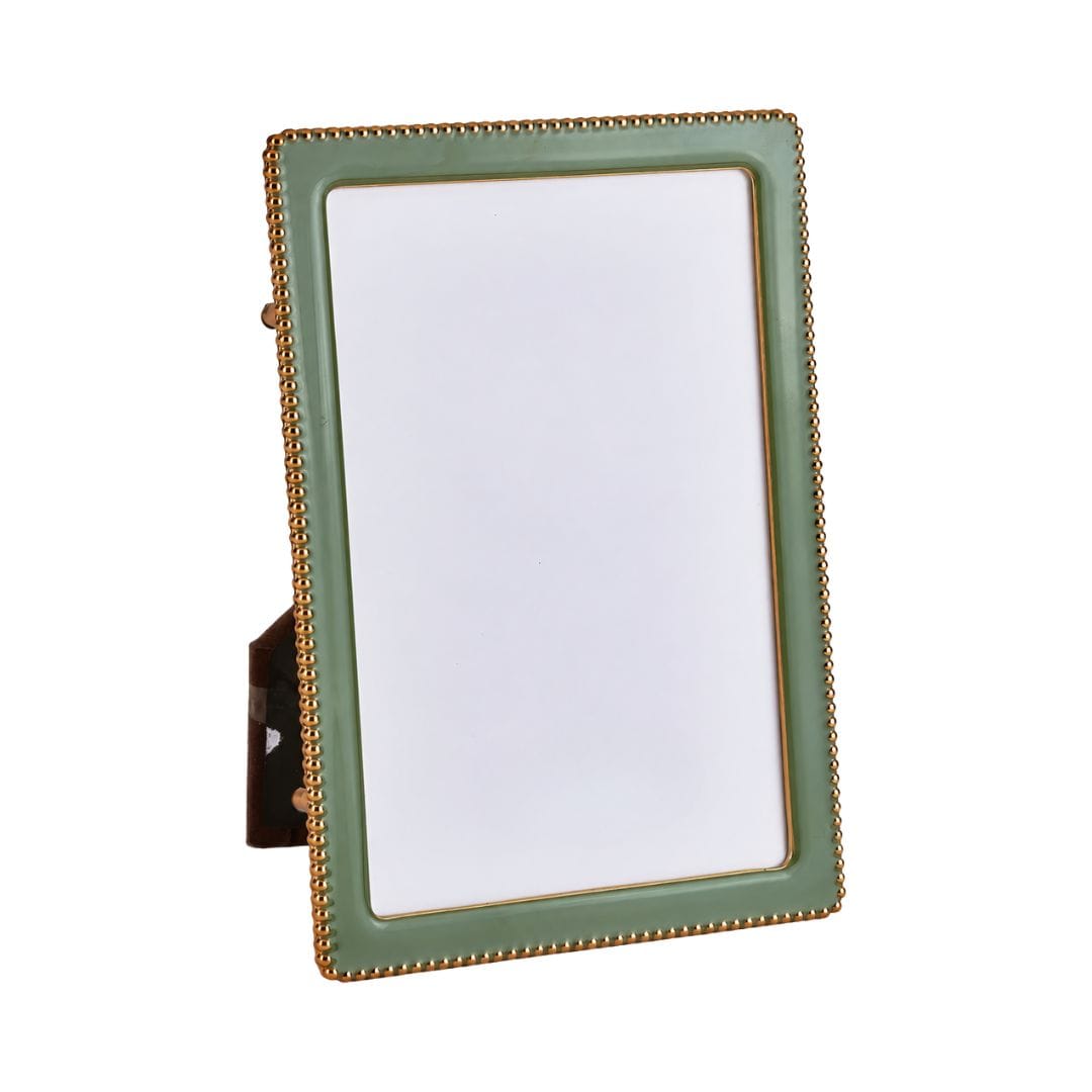 Tizo Goldplate Beaded Green Enamel Frame Picture Frames