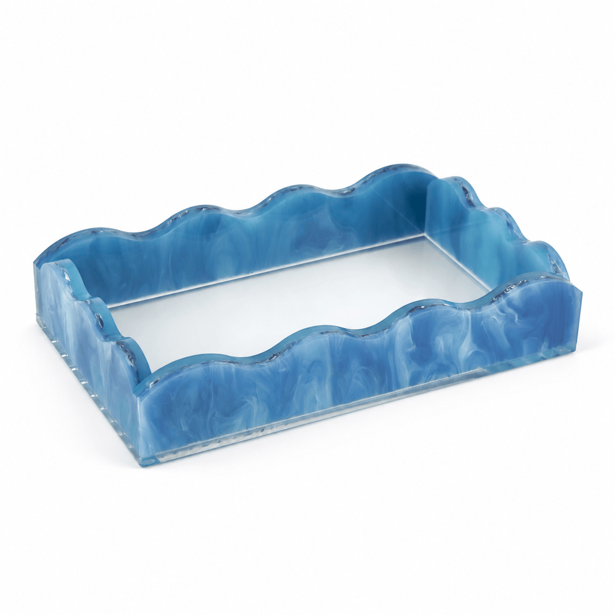 Tizo Large Lucite Marblelized Cocktail Napkin Tray - Blue Napkin Holders HB282BLNP