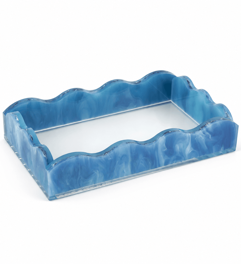 Lucite Marblelized Cocktail Napkin Tray - Blue - secondary