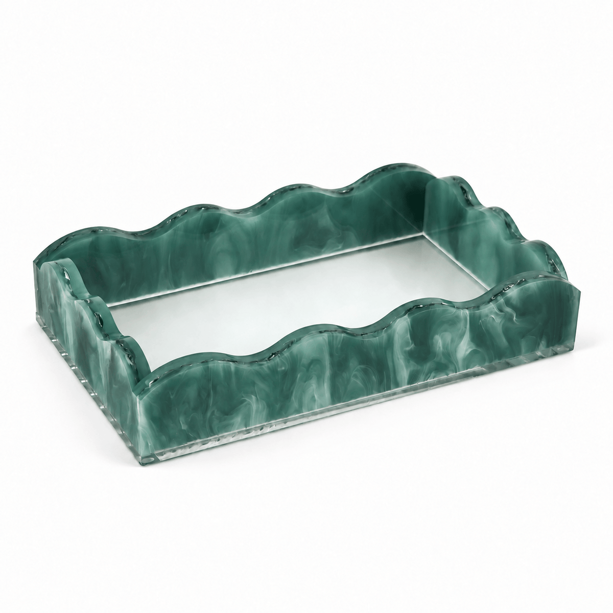 Tizo Large Lucite Marblelized Cocktail Napkin Tray - Green Napkin Holders HB282GNNP