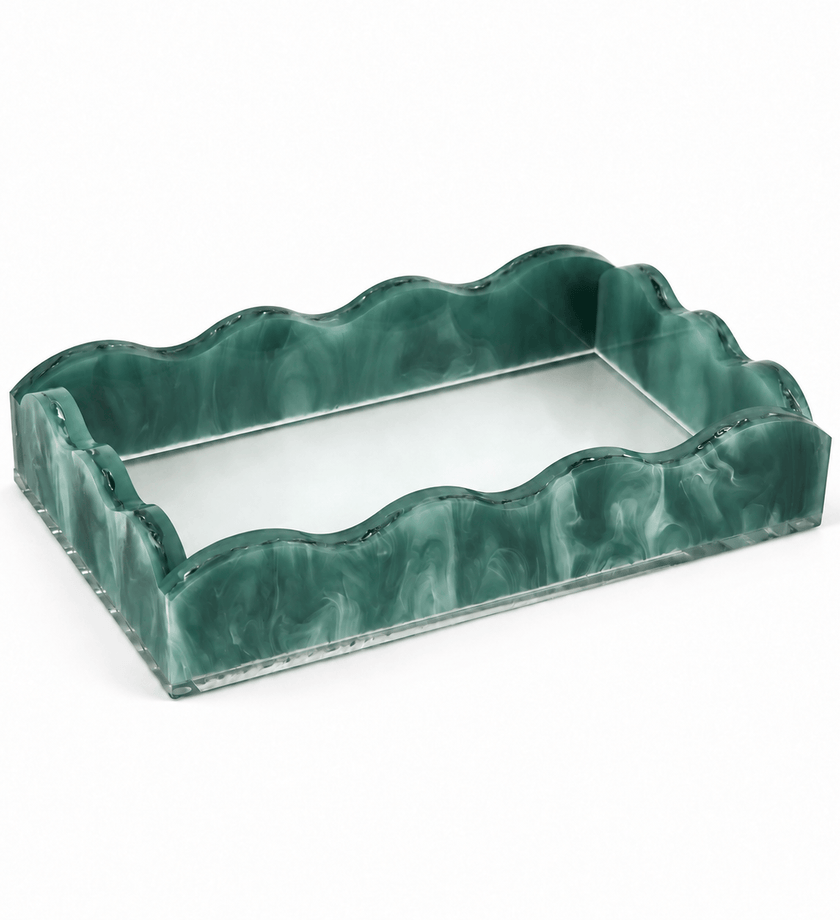 Lucite Marblelized Cocktail Napkin Tray - Green - secondary