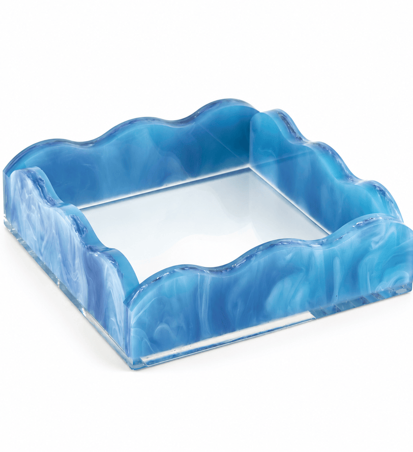 Lucite Marblelized Cocktail Napkin Tray - Blue