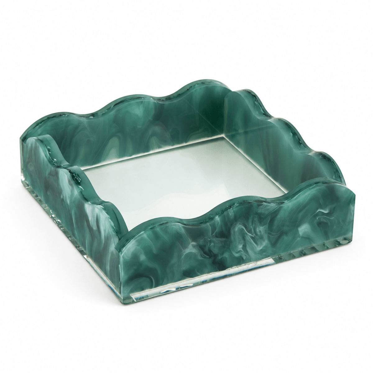 Tizo Small Lucite Marblelized Cocktail Napkin Tray - Green Napkin Holders HB280GNNP