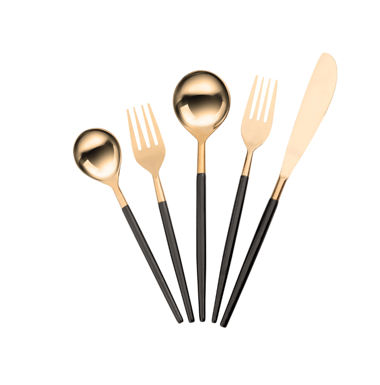 TOV Black Rose Gold Stainless Steel Flatware Set Serveware TOV-T18236-SET