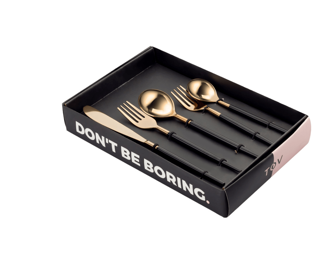 TOV Rose Gold Stainless Steel Flatware Set Serveware