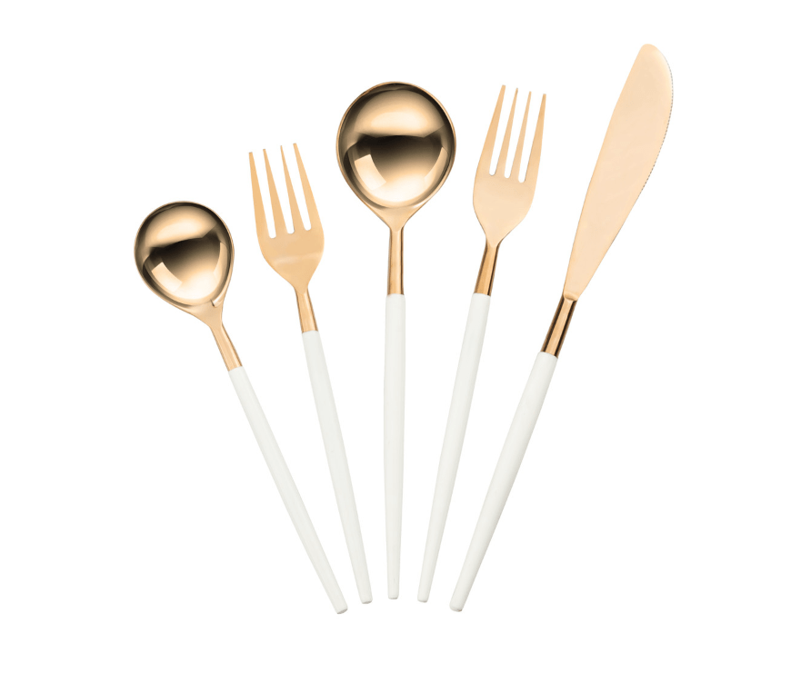 TOV White Rose Gold Stainless Steel Flatware Set Serveware TOV-T18235-SET