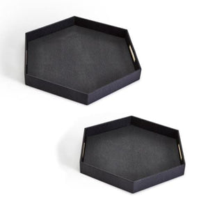 Tozai Black Hexagon Stingray Trays Decorative Trays
