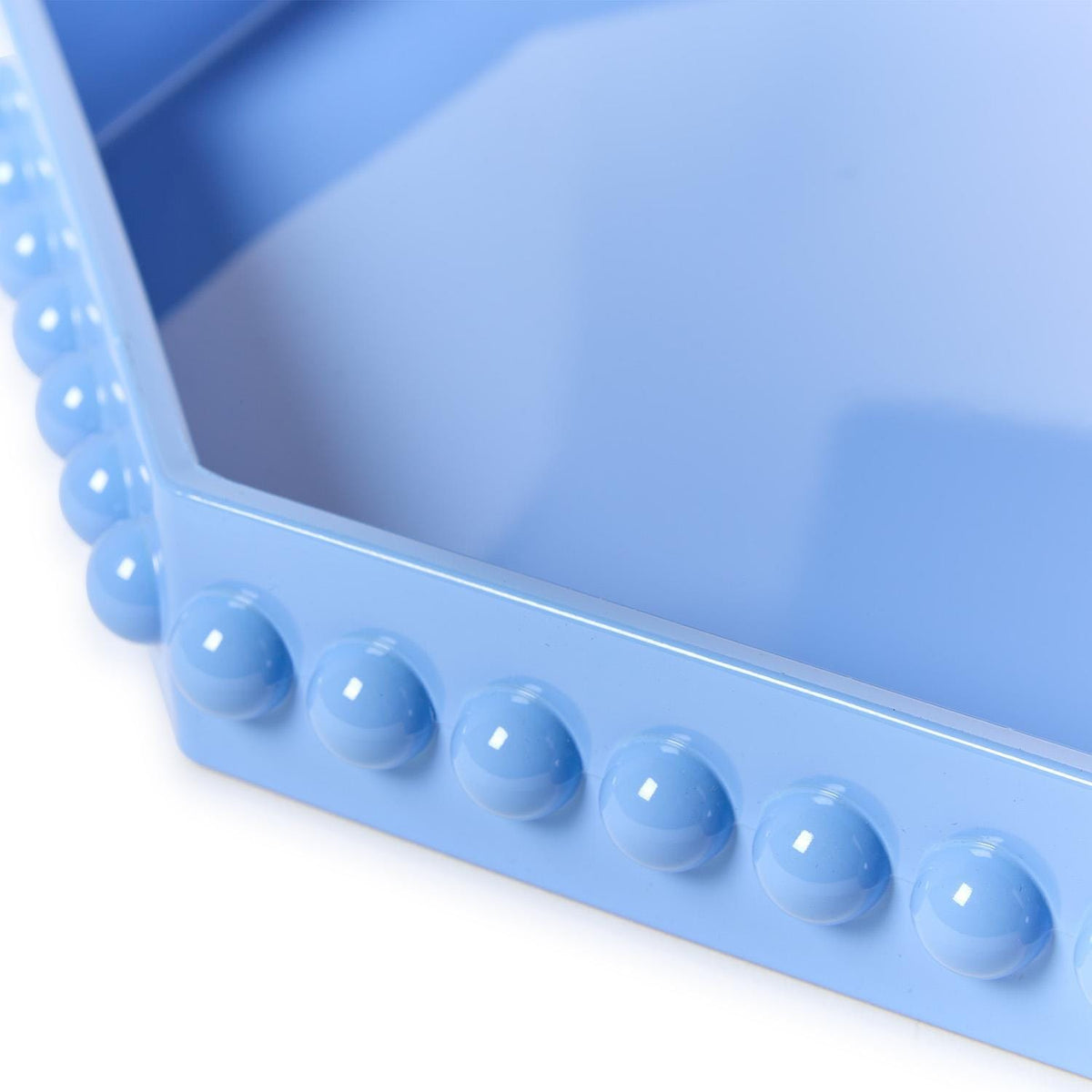 Tozai Blue Octagonal Lacquered Tray with Hobnail Edge Decorative Trays 55421-20-French-Blue