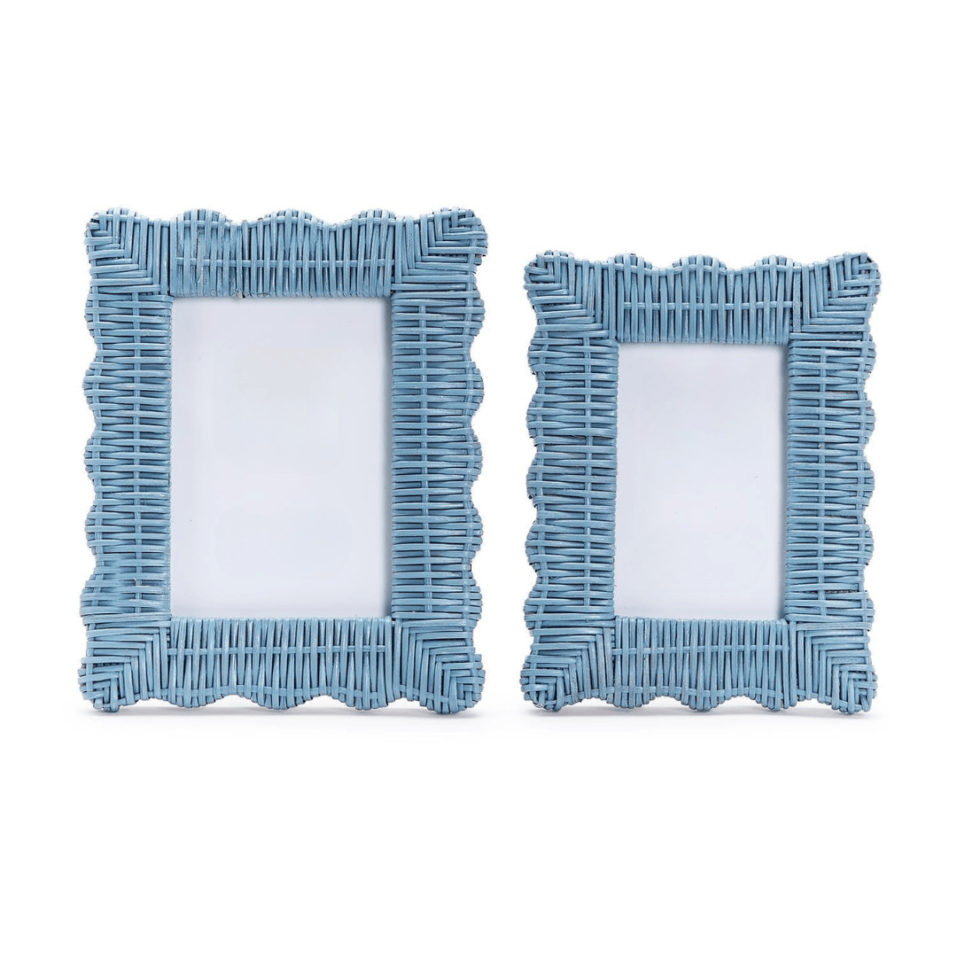 Tozai Blue Wicker Weave Scalloped Photo Frame Photo Frame