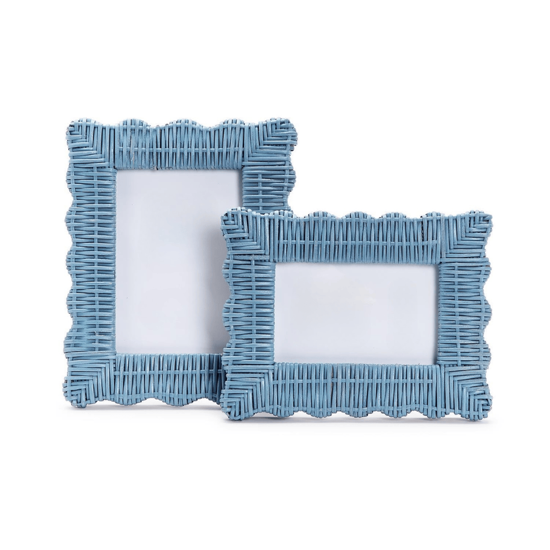 Tozai Blue Wicker Weave Scalloped Photo Frame Photo Frame