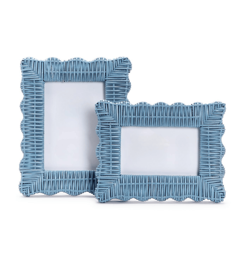 Blue Wicker Weave Scalloped Photo Frame - secondary