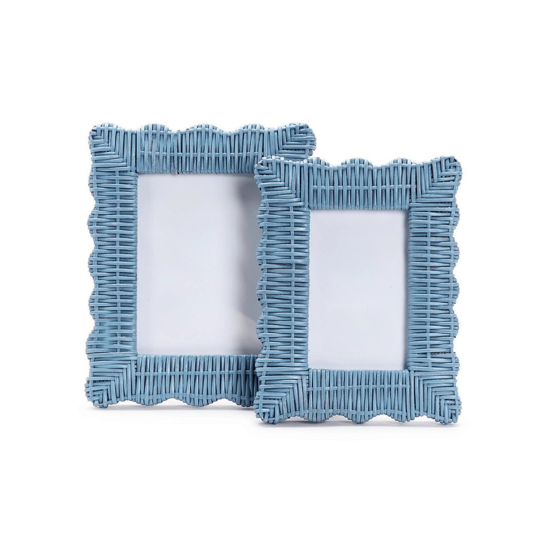 Tozai Blue Wicker Weave Scalloped Photo Frame Photo Frame
