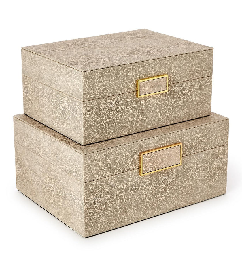 Brussels Cream Shagreen Boxes