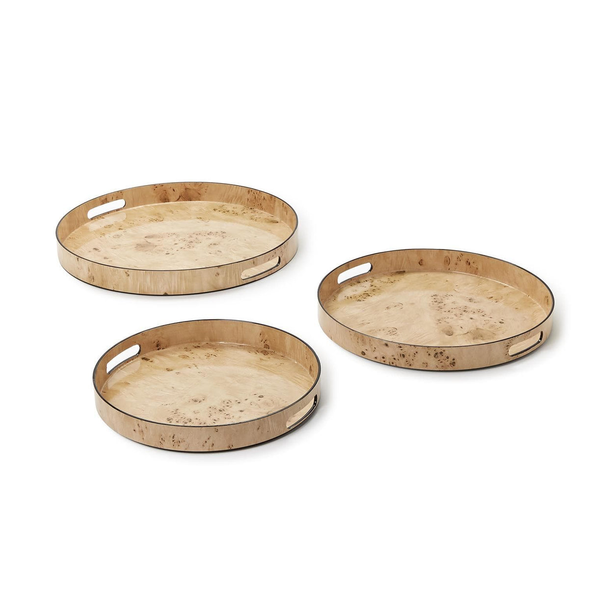 Tozai Burled Wood Pattern Round Tray Decorative Trays