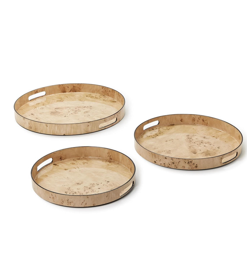 Burled Wood Pattern Round Tray - secondary