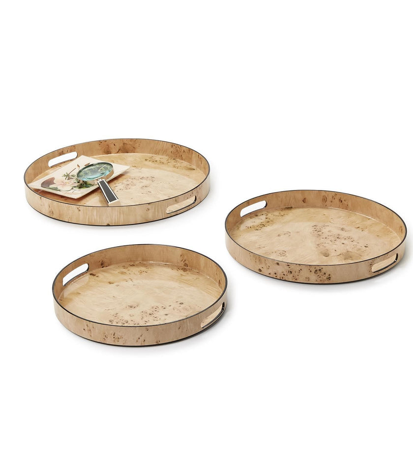 Burled Wood Pattern Round Tray