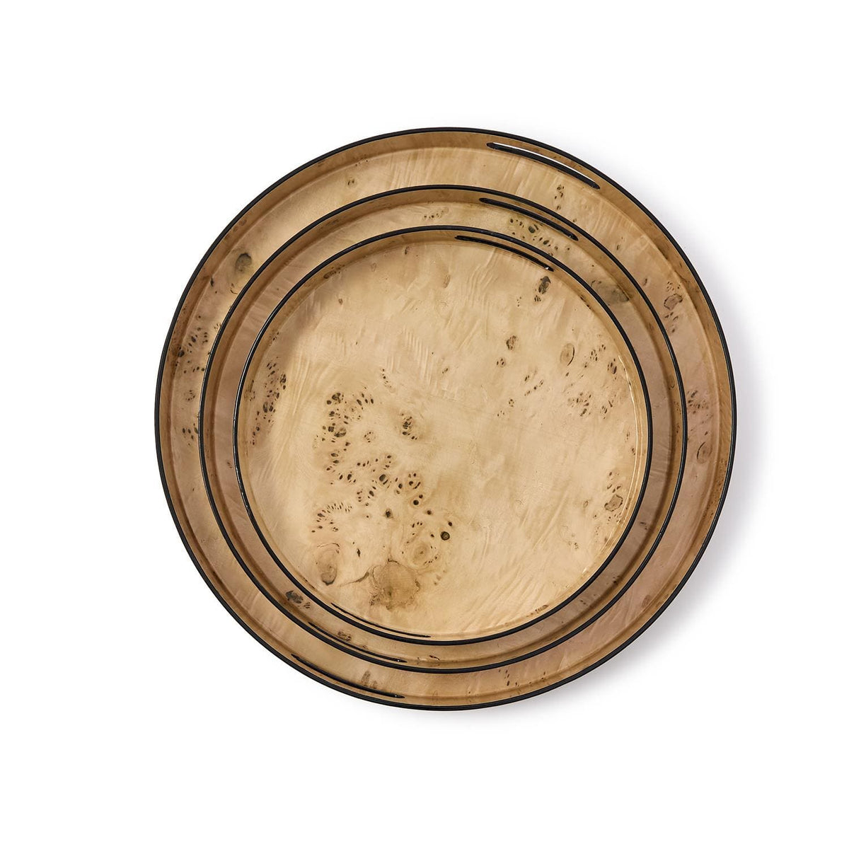 Tozai Burled Wood Pattern Round Tray Decorative Trays