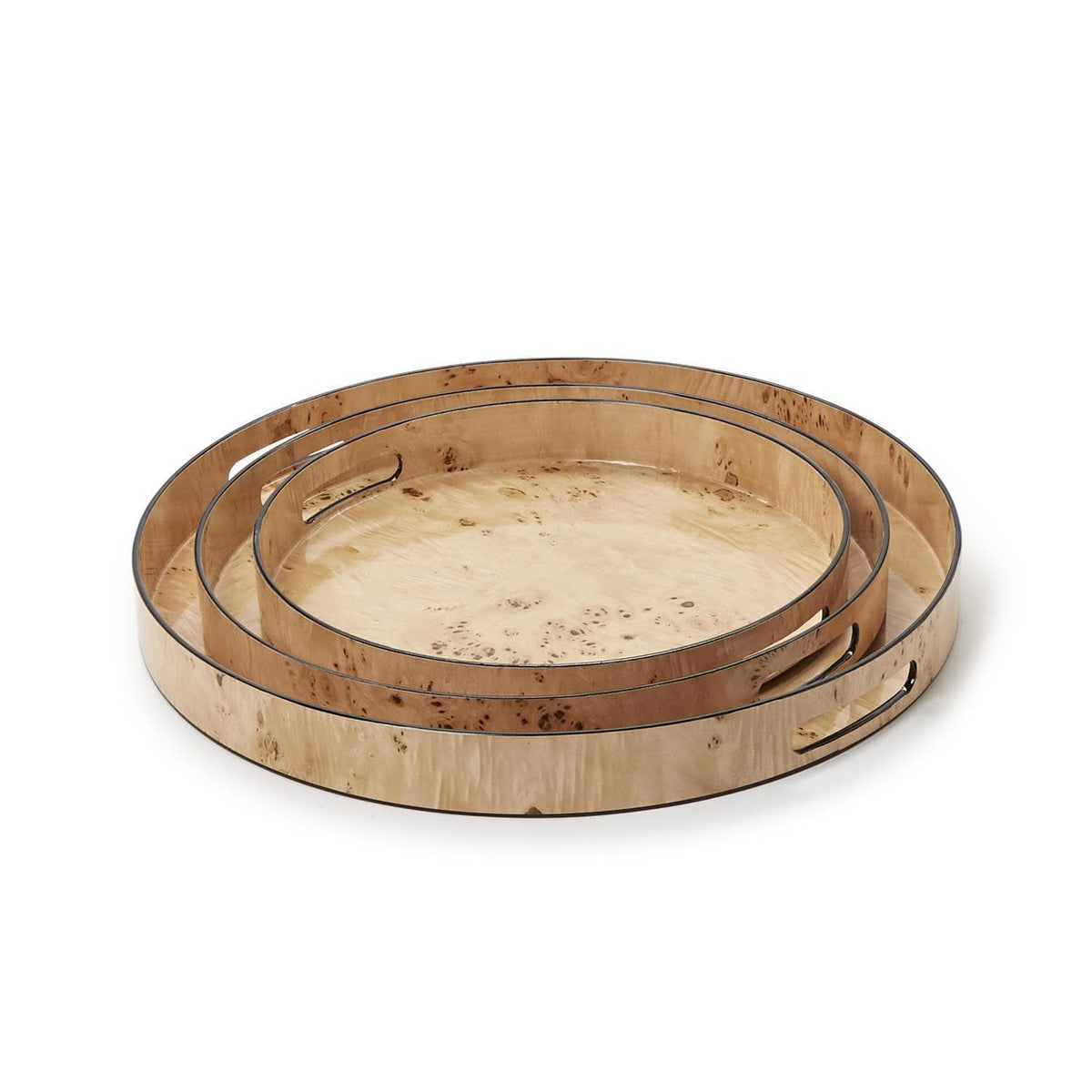 Tozai Burled Wood Pattern Round Tray Decorative Trays