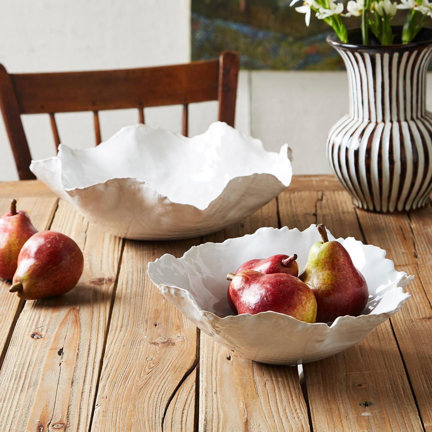 Ceramic White Wavy Bowl – Megan Molten