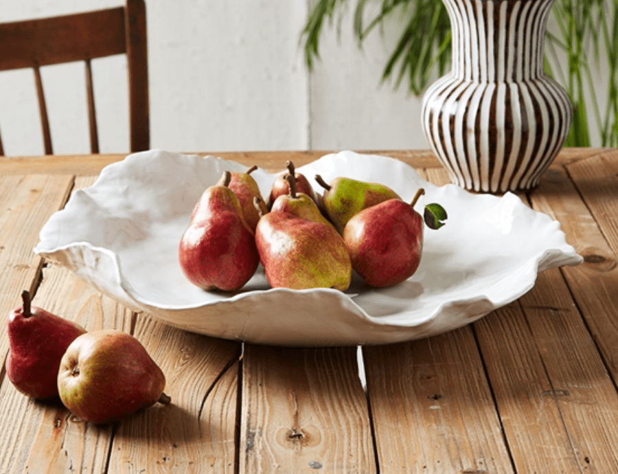 Tozai Ceramic White Wavy Bowl, Large Bowls YCH103W