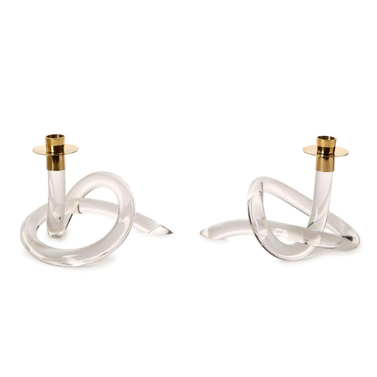 Tozai Classique Acrylic Knot Candle Holder with Golden Metal Top Candle Holders TAM009-S2