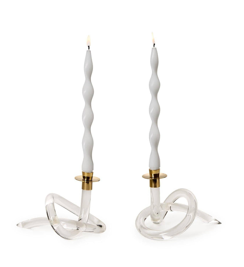 Classique Acrylic Knot Candle Holder with Golden Metal Top - secondary