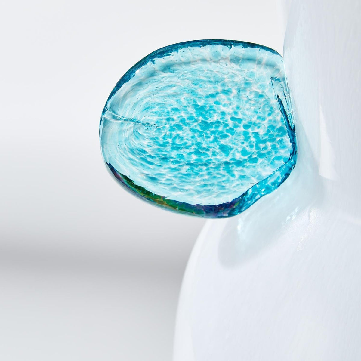 Tozai Contempo White Art Glass Vase with Colored Accents Vase