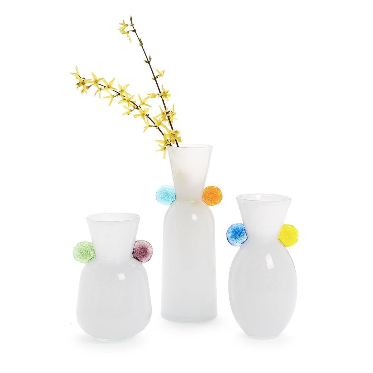 Tozai Contempo White Art Glass Vase with Colored Accents Vase