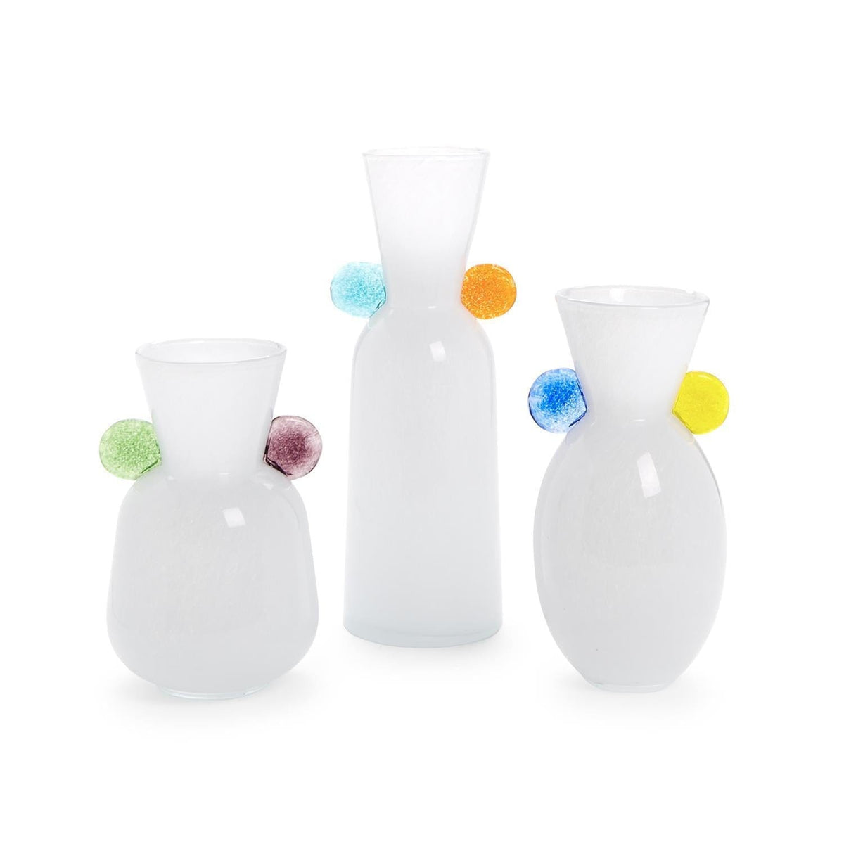 Tozai Contempo White Art Glass Vase with Colored Accents Vase