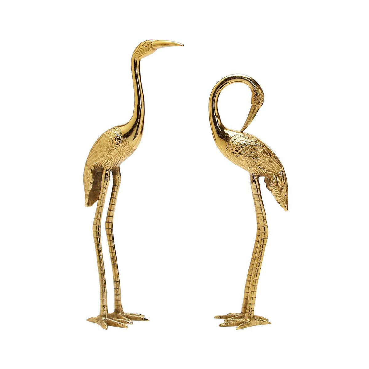 Tozai Crane Sculpture with Antiqued Gold Finish Sculptures