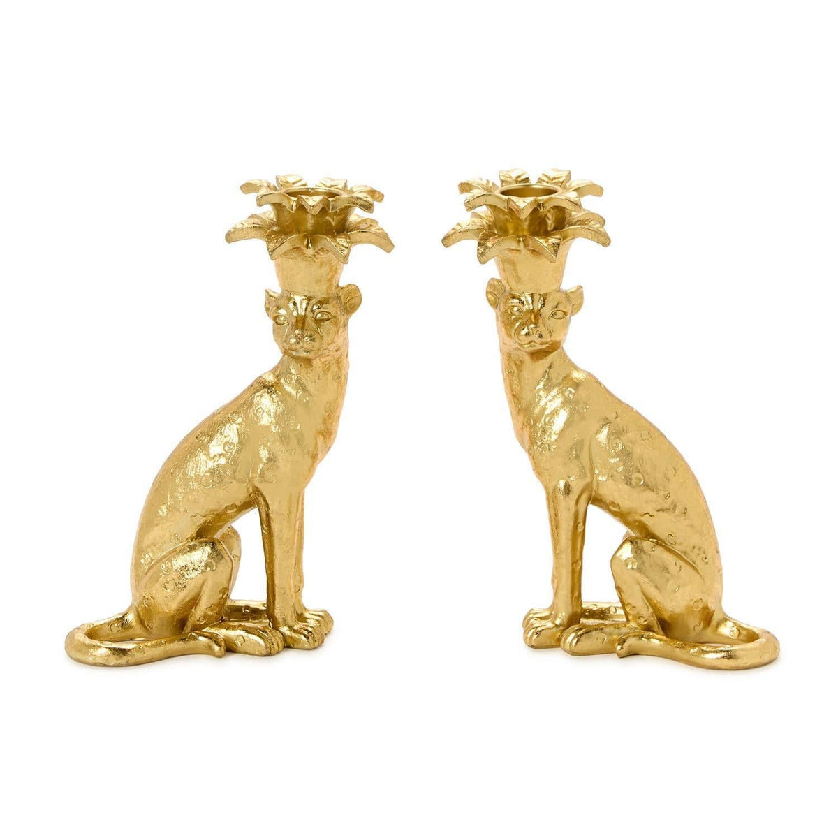 Tozai Gold Leopard Tapered Candlestick Candleholders Candle Holders 55647