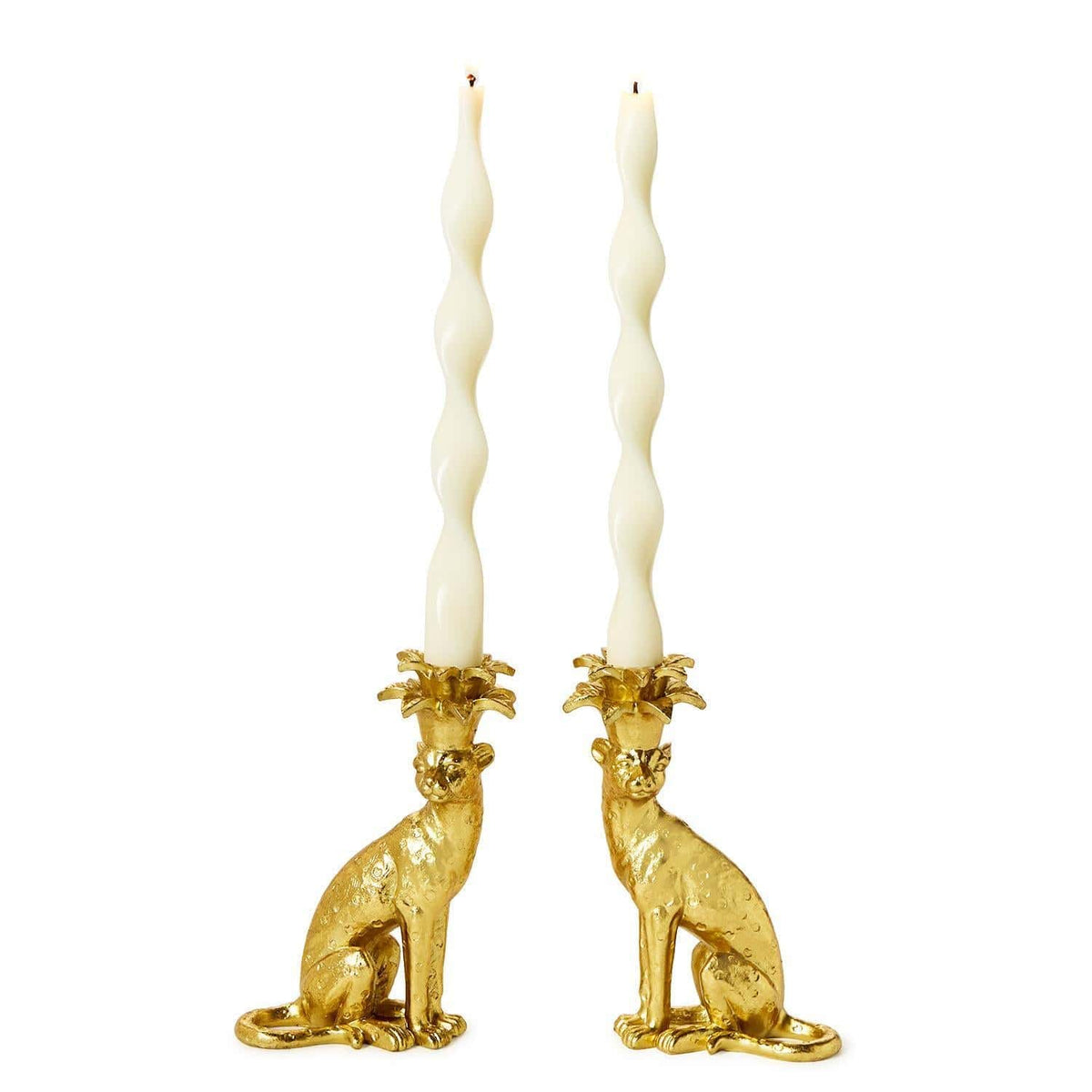 Tozai Gold Leopard Tapered Candlestick Candleholders Candle Holders 55647