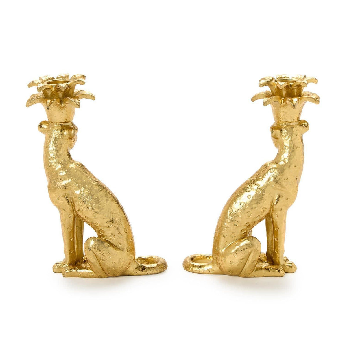 Tozai Gold Leopard Tapered Candlestick Candleholders Candle Holders 55647