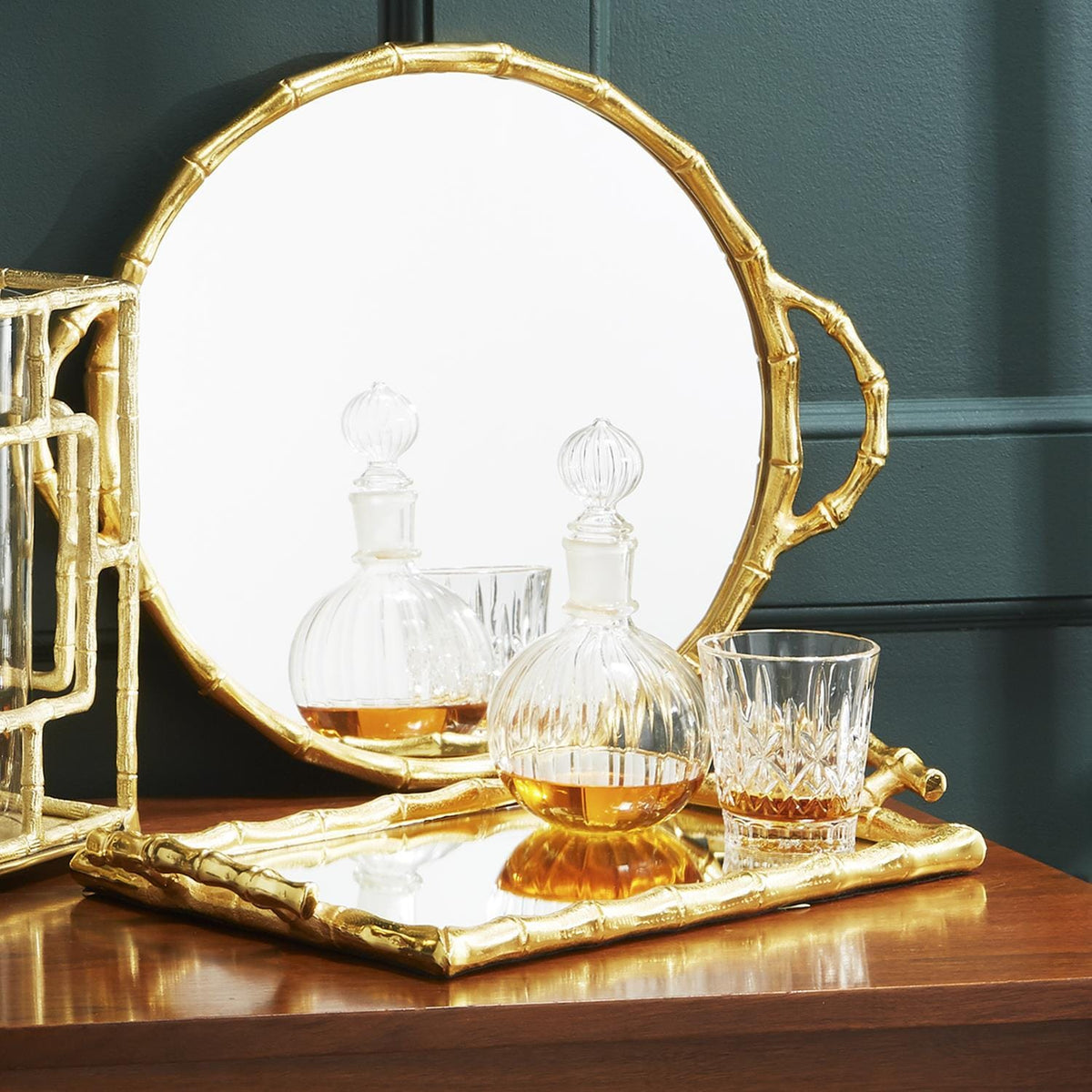 Tozai Golden Bamboo Mirror Decorative Tray Decorative Trays