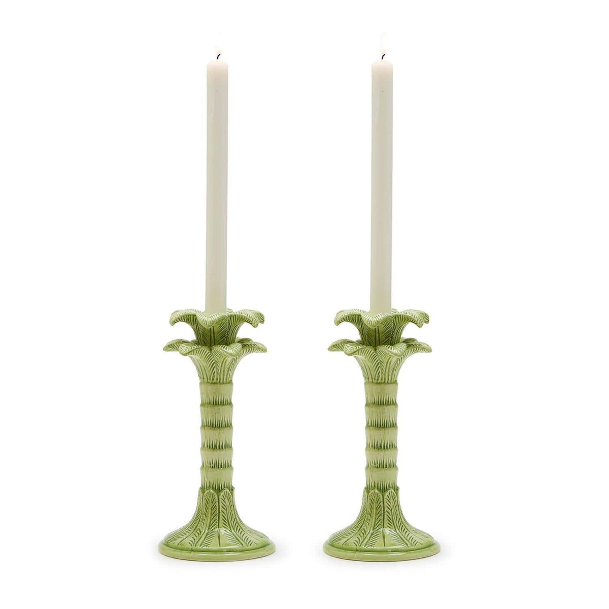 Tozai Green Palm Leaf Taper Candlestick Candleholder Candle Holders 54547