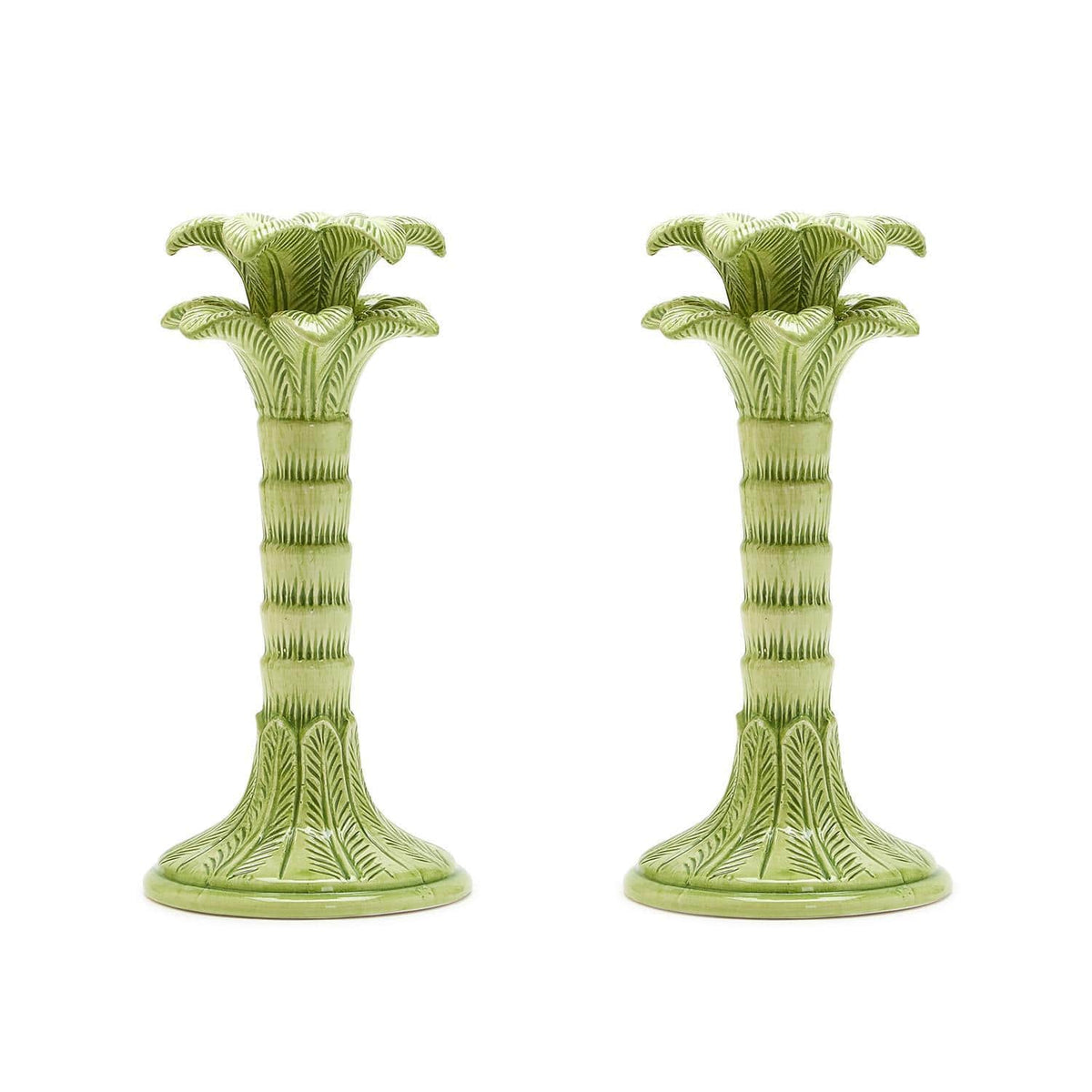 Tozai Green Palm Leaf Taper Candlestick Candleholder Candle Holders 54547