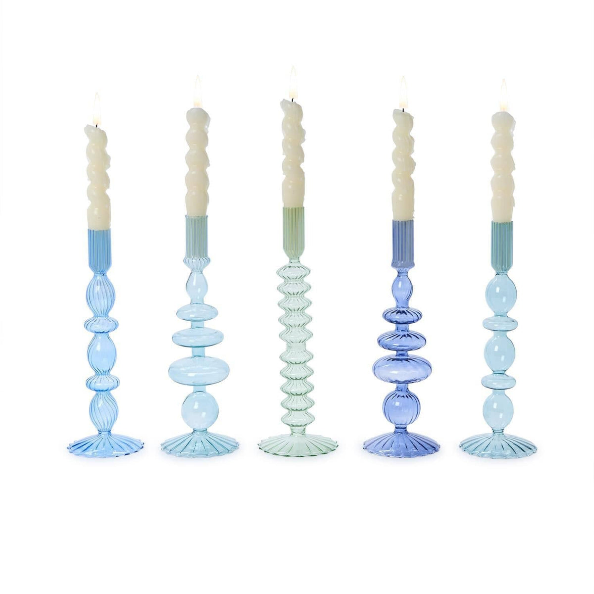 Tozai Hand-Blown Glass Taper Candlestick Candleholders Candle Holders 55070