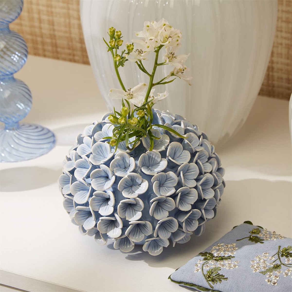 Tozai Hand-Crafted Hydrangea Flower Bud Vases / Taper Candle Holders Vases 55060