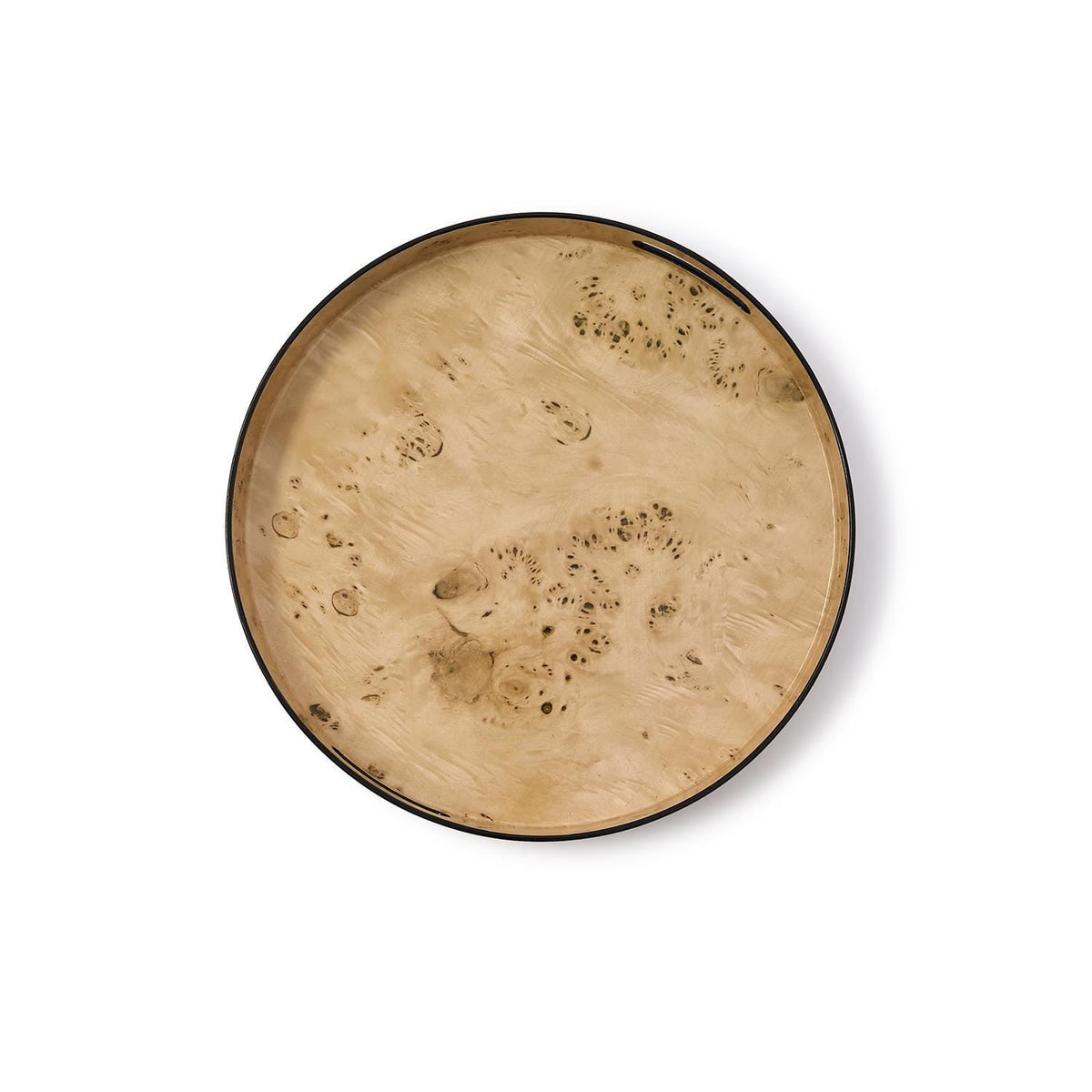 Tozai Medium Burled Wood Pattern Round Tray Decorative Trays 54971-Medium