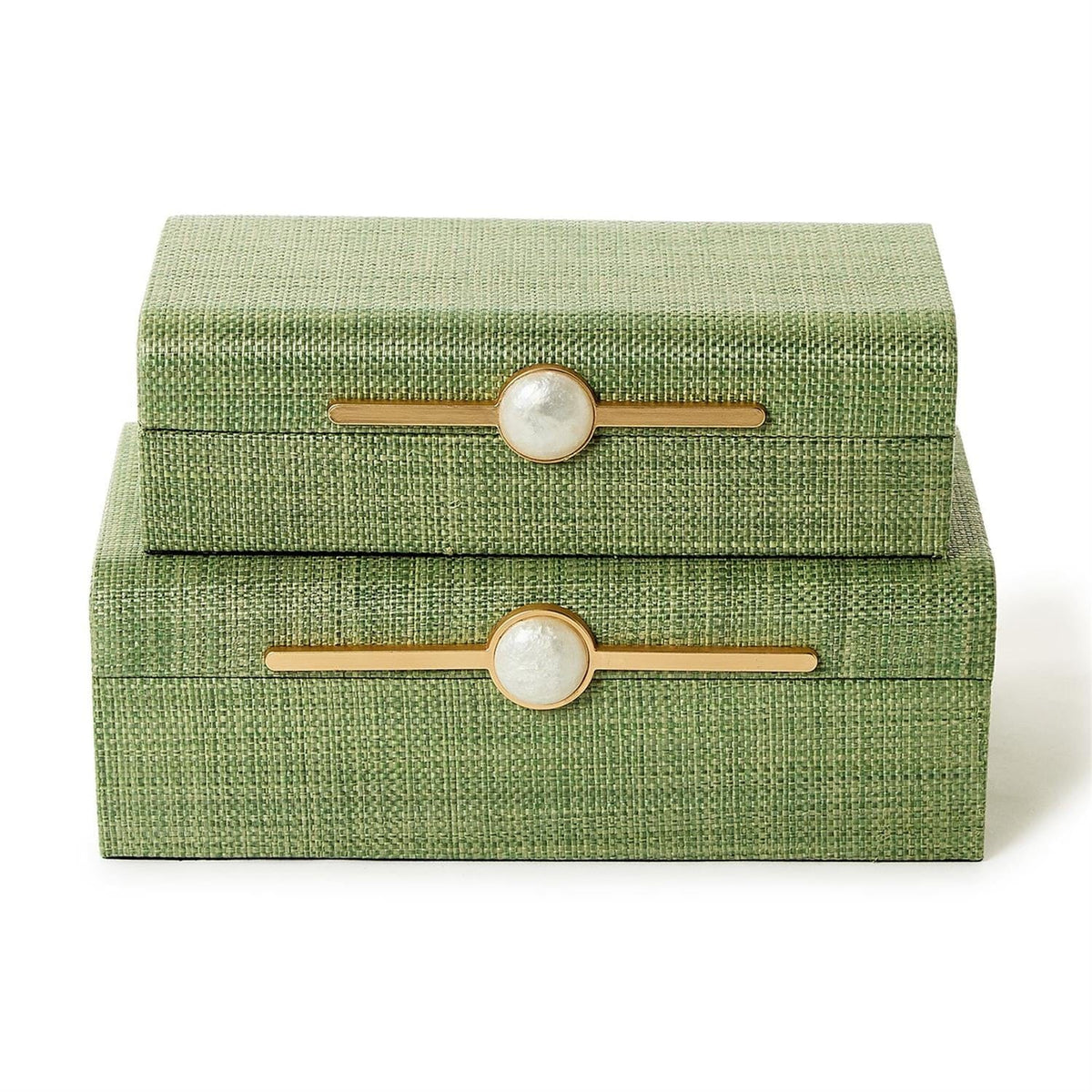 Tozai Monaco Green Faux Seagrass Nested Decorative Boxes Boxes